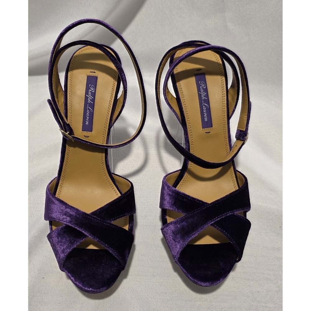 Ralph Lauren Purple Label 560004 Kandice Women's Velvet Purple‎ Heels. Size 7.5